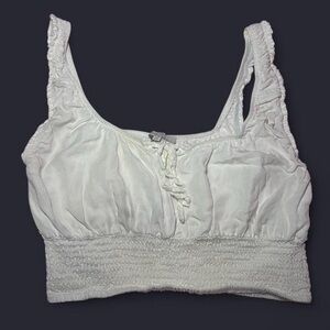 Love Tree Ivory Ruffle Cropped Tank Top